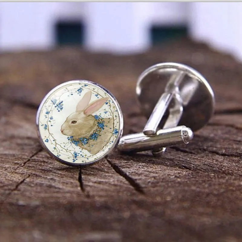 Men's 1 Pair Bunny Time Gem Button Covers Set Cufflinks sold by FloralTrip