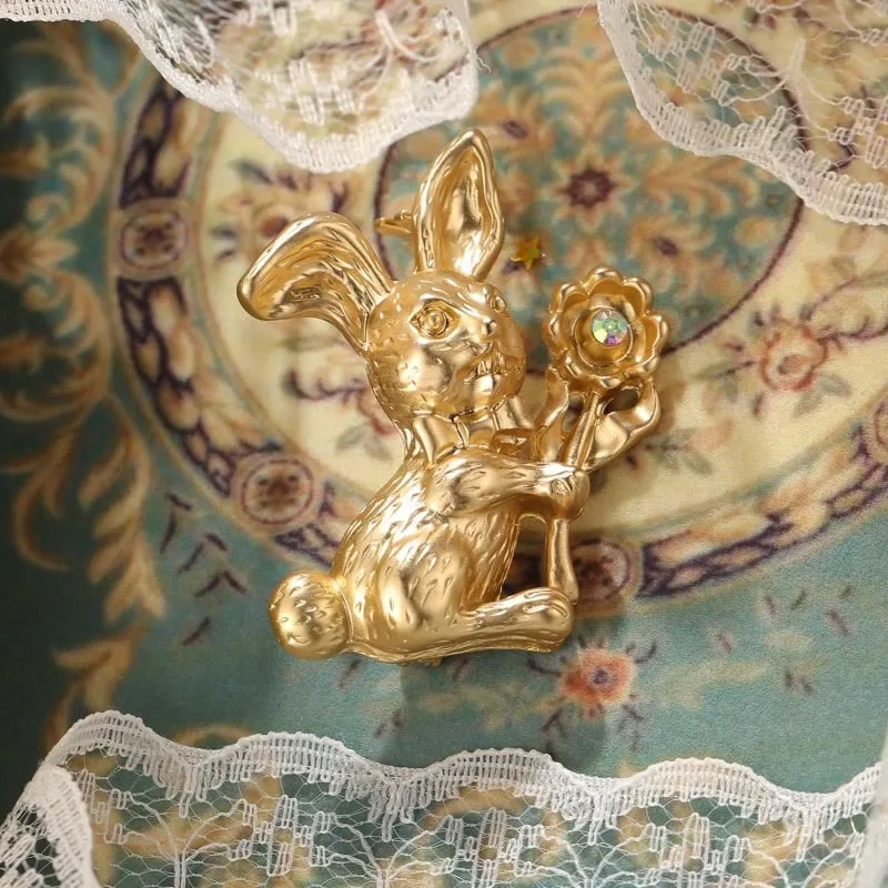 Vintage Rabbit With Sunflowers Brooch Shirt Accessories sold by FloralTrip product image thumbnail 4