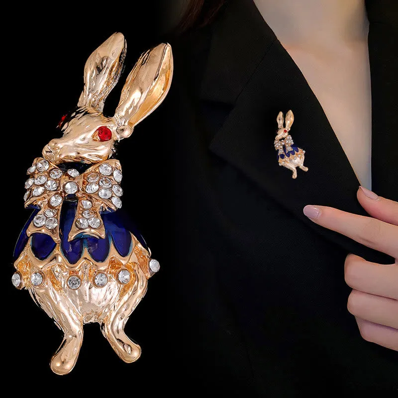 Cute Glaze Rhinestone Rabbit Brooch Shirt Accessories sold by FloralTrip