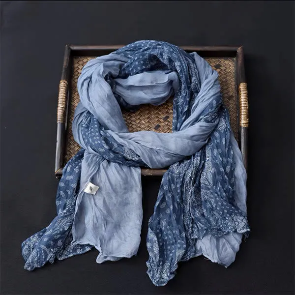 Spring Floral Contrast Color Cotton And Linen Thin Scarf sold by FloralTrip