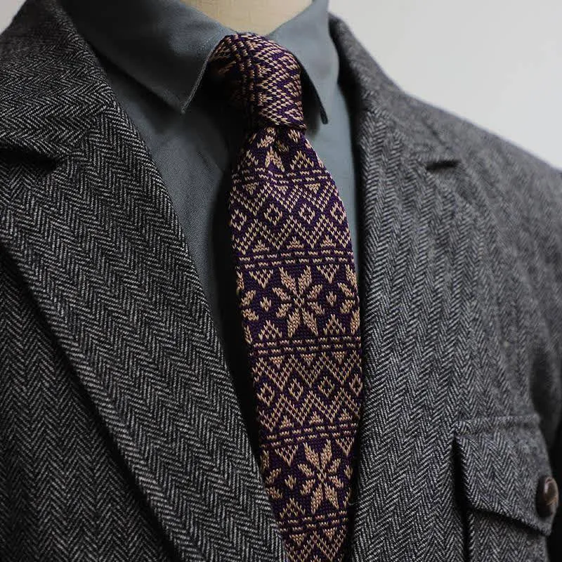 Men's Vintage British Style Pattern Knitted Necktie sold by FloralTrip product image thumbnail 4