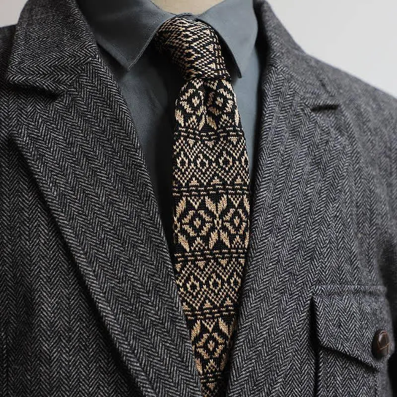 Men's Vintage British Style Pattern Knitted Necktie sold by FloralTrip