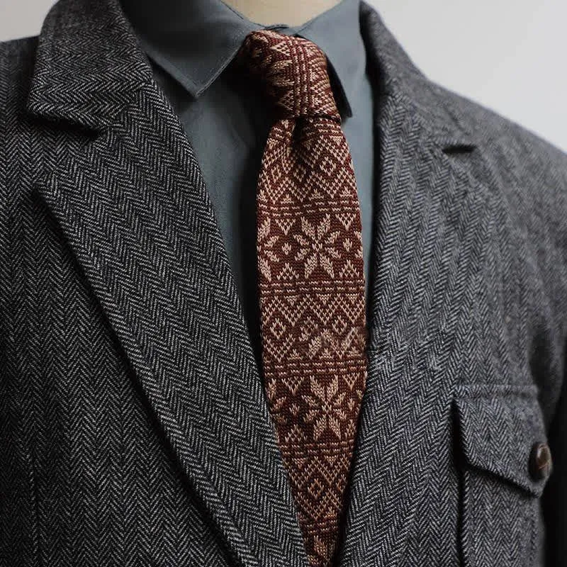 Men's Vintage British Style Pattern Knitted Necktie sold by FloralTrip product image thumbnail 3