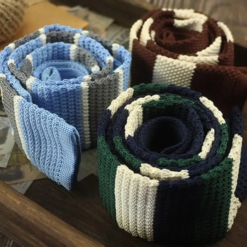 Men's Color Block Pattern Striped Knitted Necktie sold by FloralTrip product image thumbnail 4