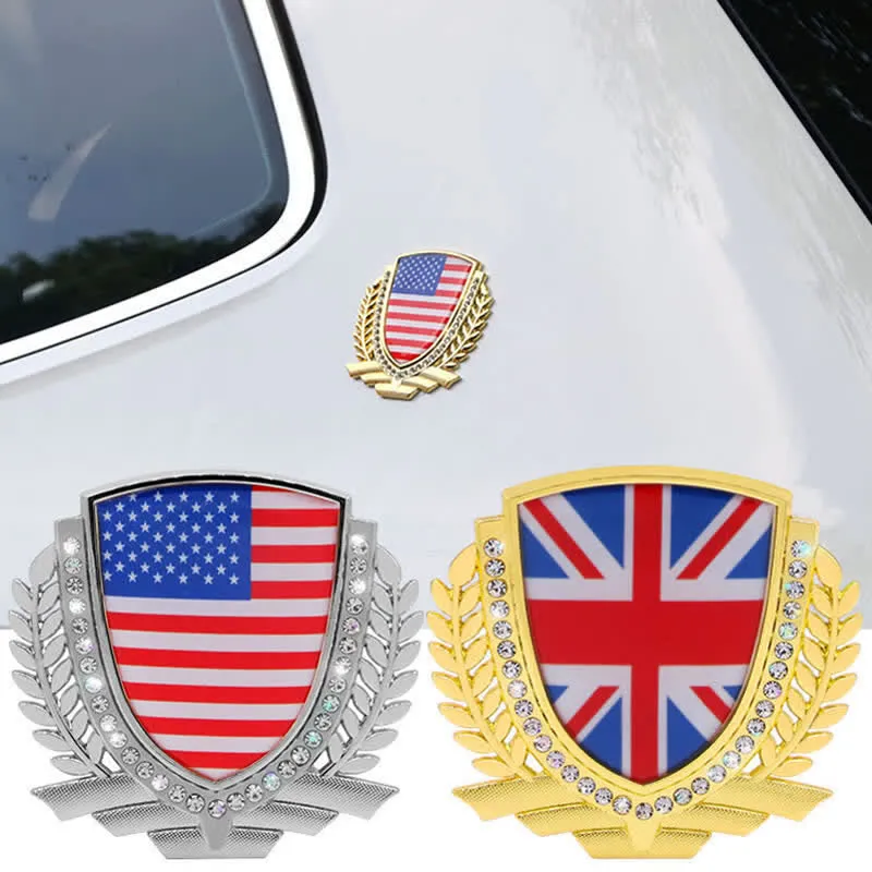 National Flag Metal Sticker Car Badge With Rhinestones sold by FloralTrip