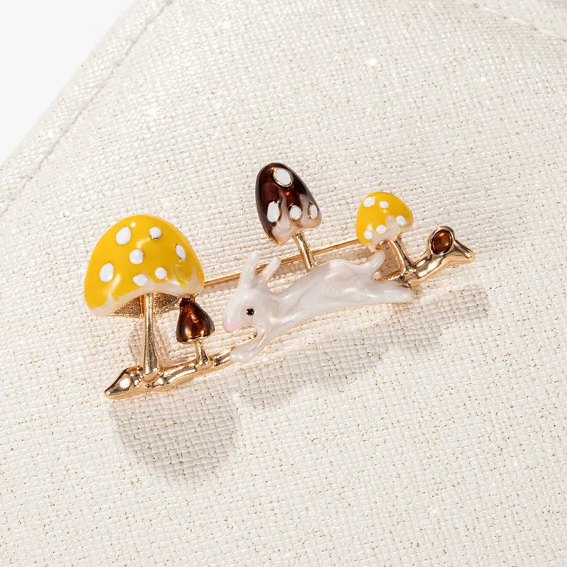 Running Rabbit And Mushroom Brooch Cute Shirt Accessories sold by FloralTrip