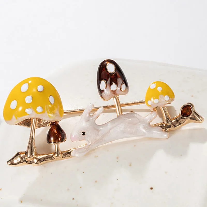 Running Rabbit And Mushroom Brooch Cute Shirt Accessories sold by FloralTrip product image thumbnail 2