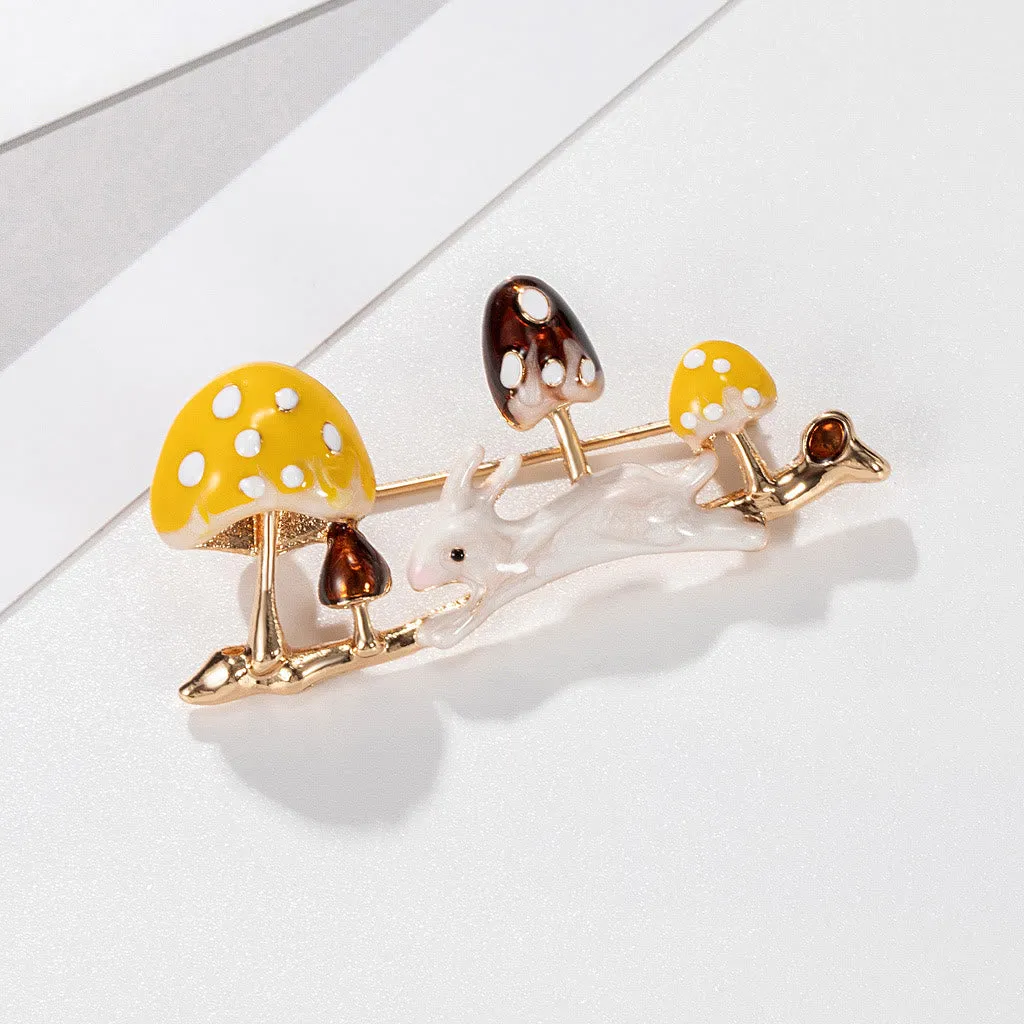 Running Rabbit And Mushroom Brooch Cute Shirt Accessories sold by FloralTrip product image thumbnail 3