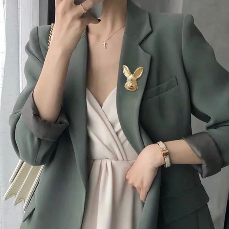 Vintage Rabbit Head Brooch Metal Shirt Accessories sold by FloralTrip product image thumbnail 4