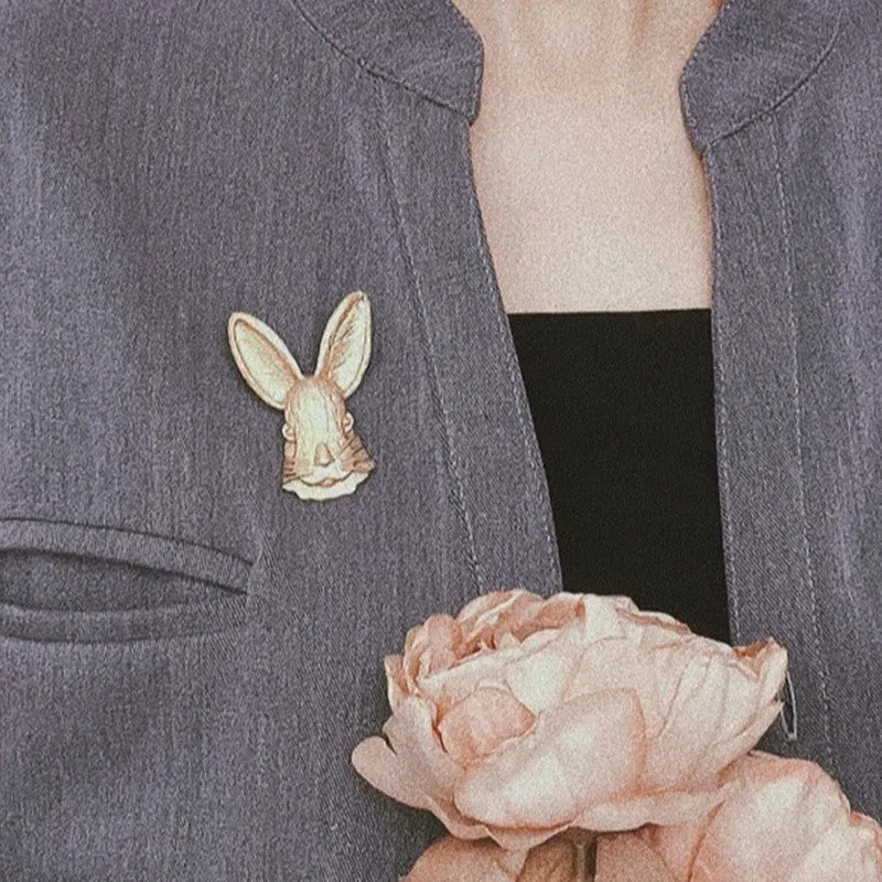 Vintage Rabbit Head Brooch Metal Shirt Accessories sold by FloralTrip product image thumbnail 3