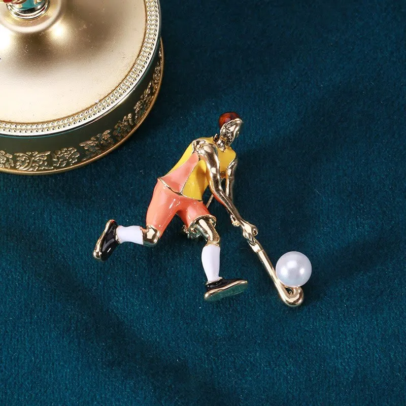 Cartoon Ice Hockey Player Brooch Gold Shirt Accessories sold by FloralTrip product image thumbnail 3