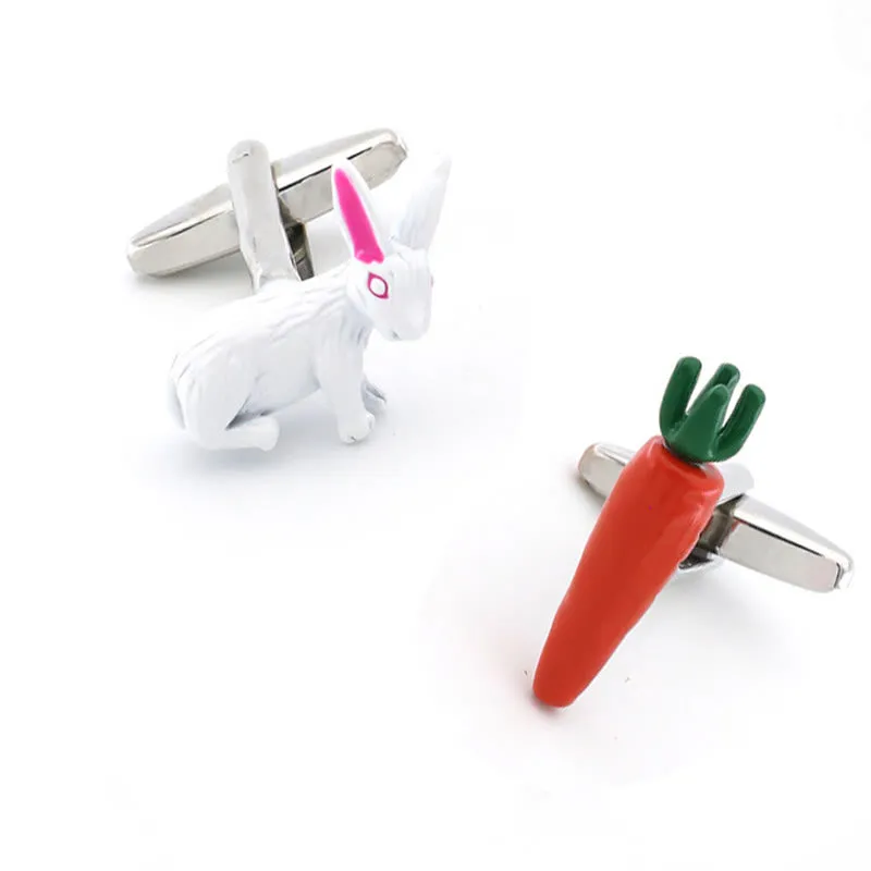 Men's 1 Pair Bunny And Carrot Button Covers Set Cufflinks sold by FloralTrip