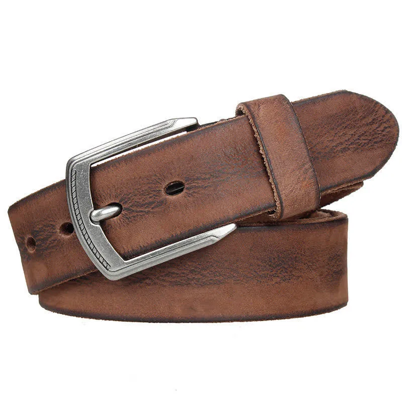 Men's Vintage Top Layer Cowhide Washed Leather Belt sold by FloralTrip product image thumbnail 3
