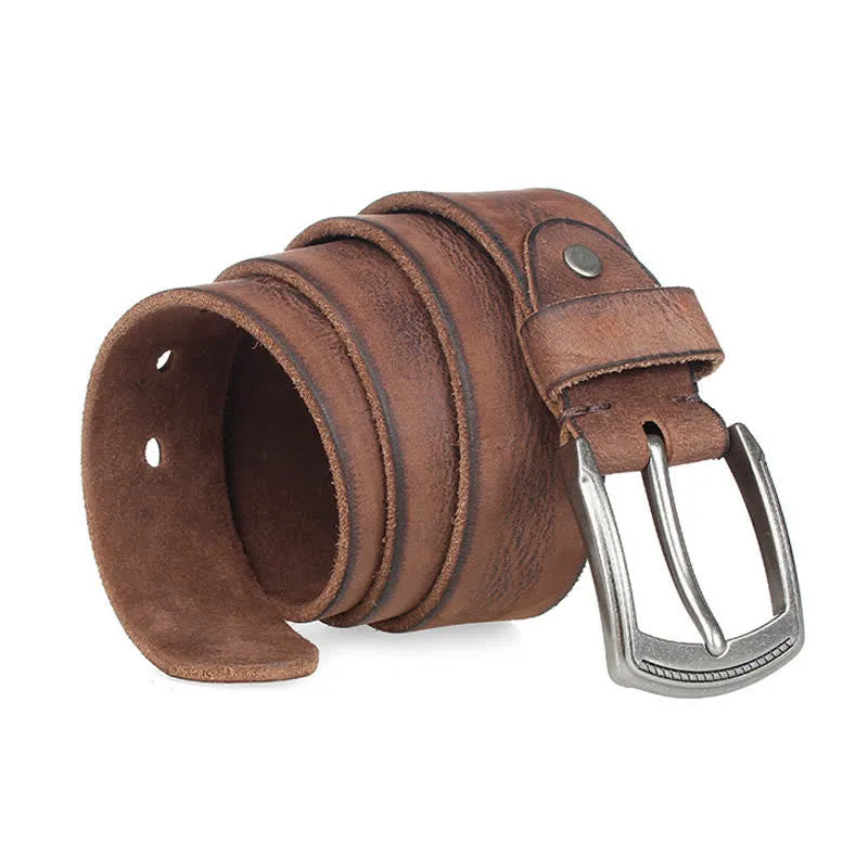 Men's Vintage Top Layer Cowhide Washed Leather Belt sold by FloralTrip