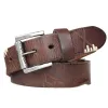 Men's Distressed Retro White Line Decor Leather Belt sold by FloralTrip
