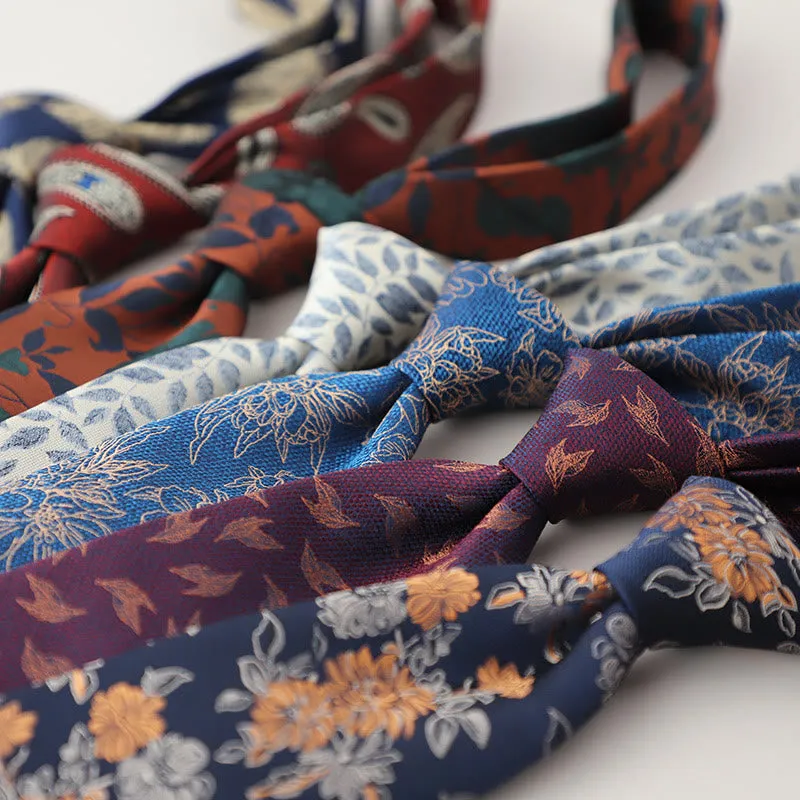 Men's Vintage Jacquard Fluttering Feathers Necktie sold by FloralTrip