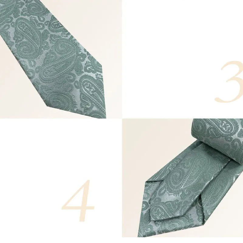 Men's Green Floral Jacquard Polyester Necktie sold by FloralTrip product image thumbnail 5