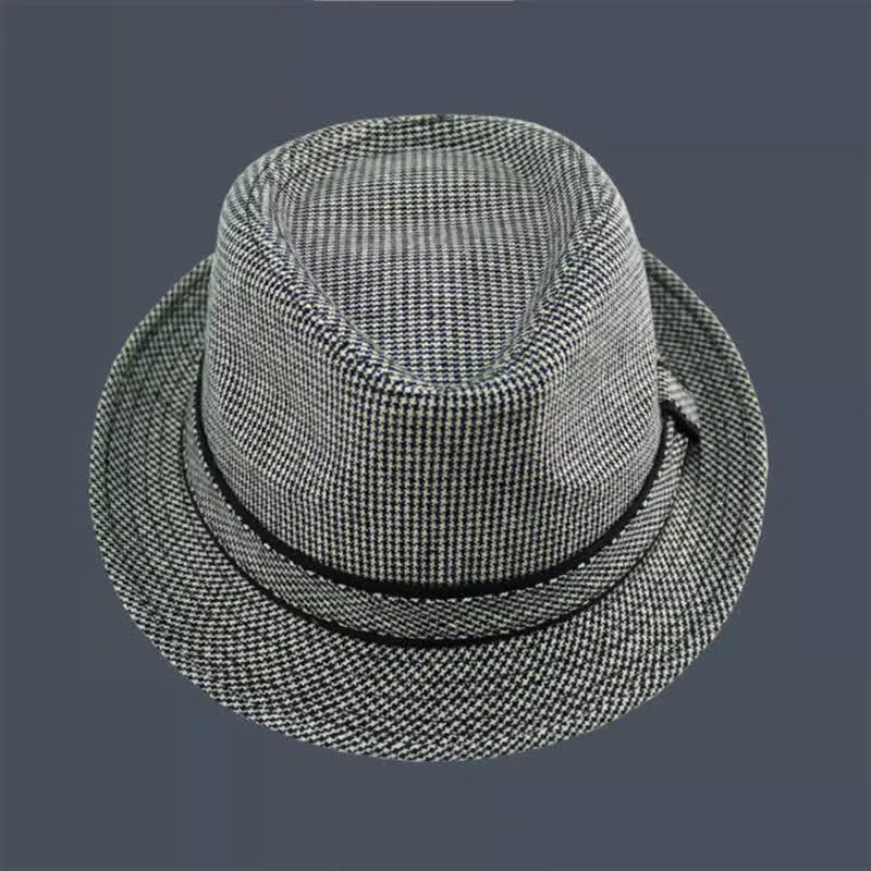 Men's British Plaid Houndstooth Pattern Summer Fedora Hat sold by FloralTrip product image thumbnail 5