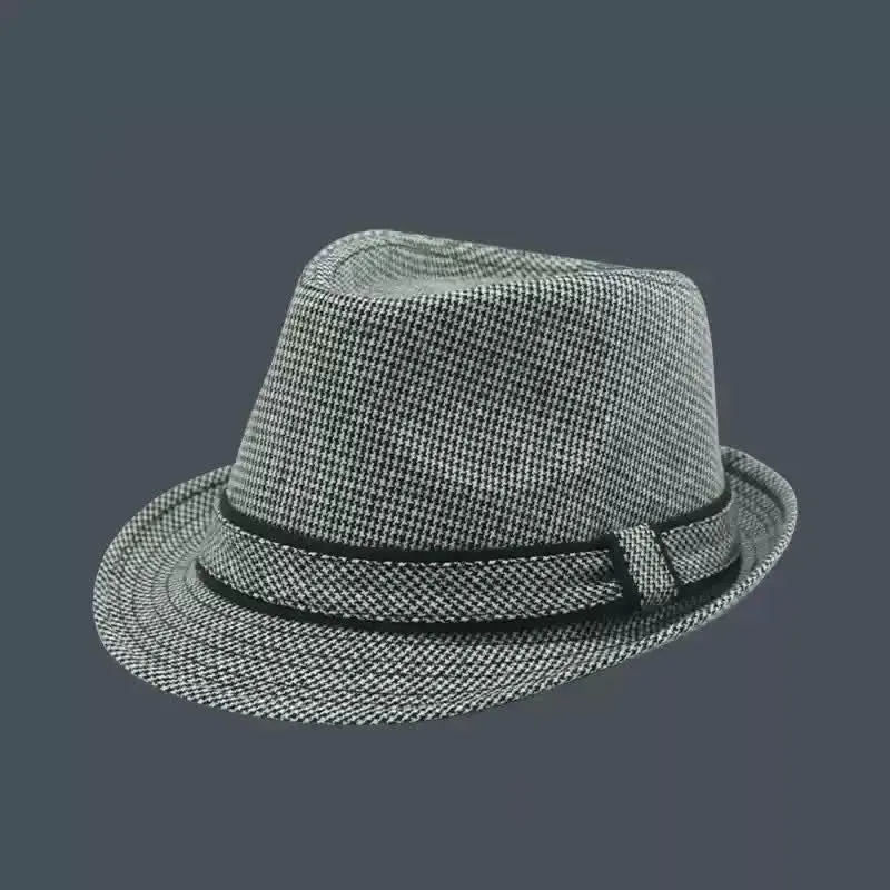 Men's British Plaid Houndstooth Pattern Summer Fedora Hat sold by FloralTrip product image thumbnail 3