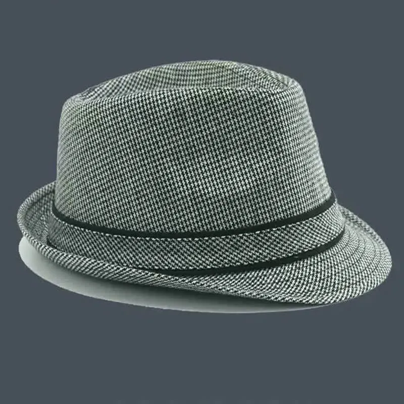 Men's British Plaid Houndstooth Pattern Summer Fedora Hat sold by FloralTrip product image thumbnail 4