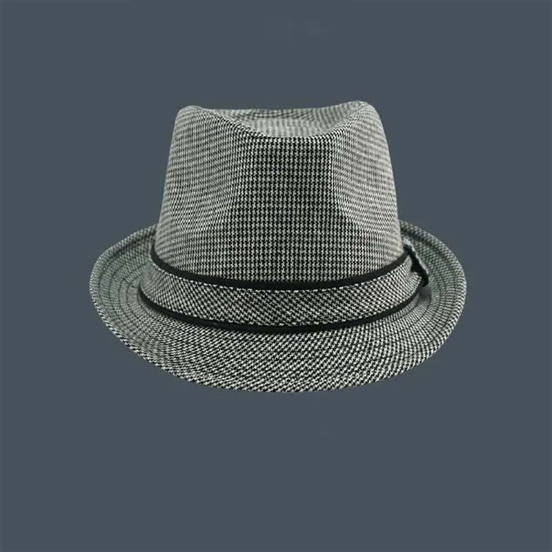 Men's British Plaid Houndstooth Pattern Summer Fedora Hat sold by FloralTrip product image thumbnail 2