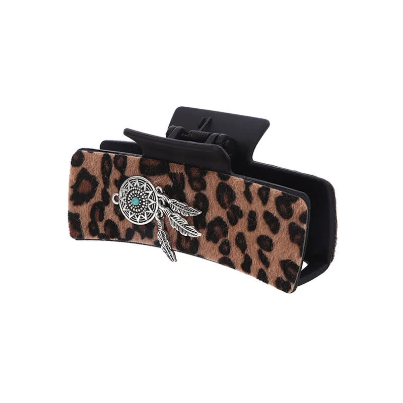 Women's Indian Turquoise Decor Leopard Print Hair Claw Clip sold by FloralTrip product image thumbnail 3