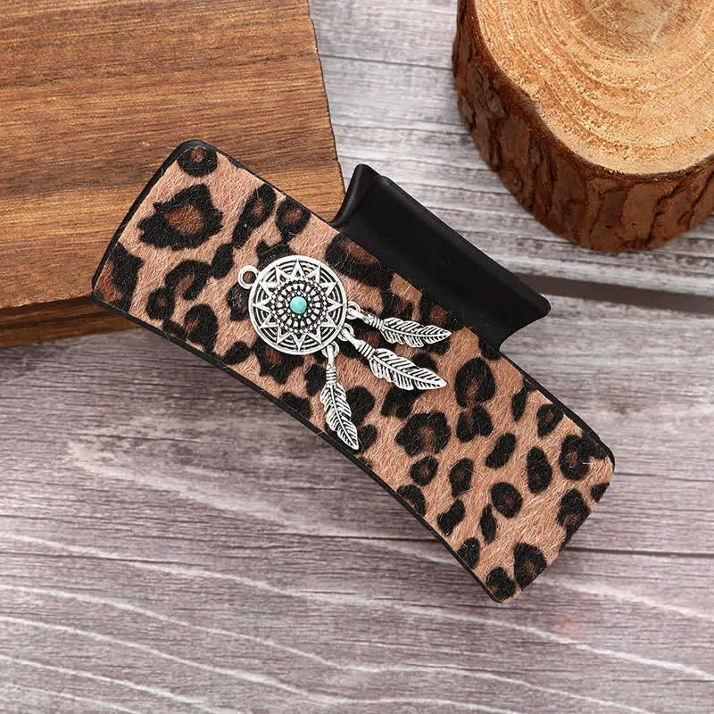 Women's Indian Turquoise Decor Leopard Print Hair Claw Clip sold by FloralTrip