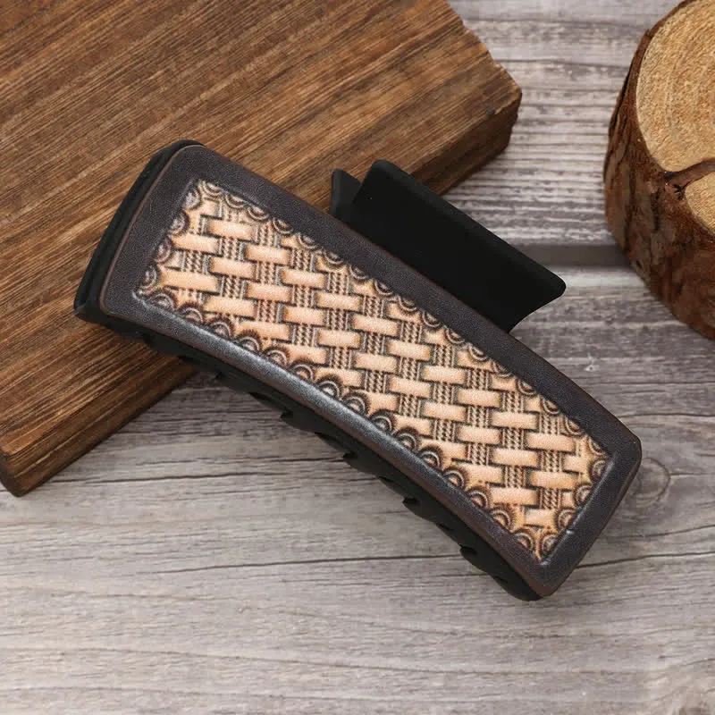 Women's Dark Coffee Sunflower Weave Print Hair Claw Clip sold by FloralTrip product image thumbnail 3