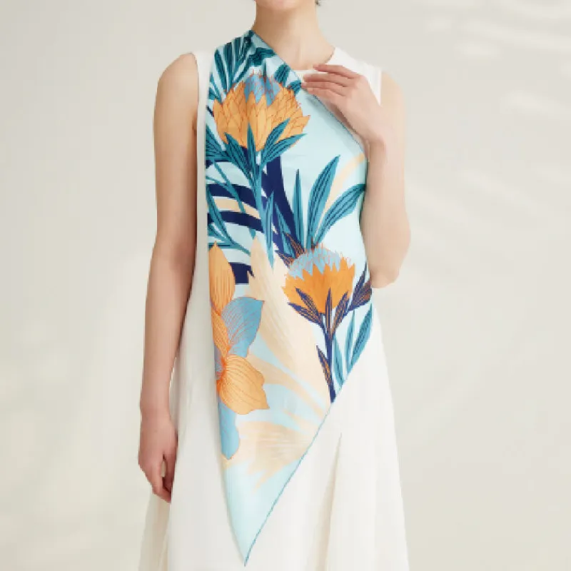 Women's Protea Floral Spring Silk Thin Scarf sold by FloralTrip