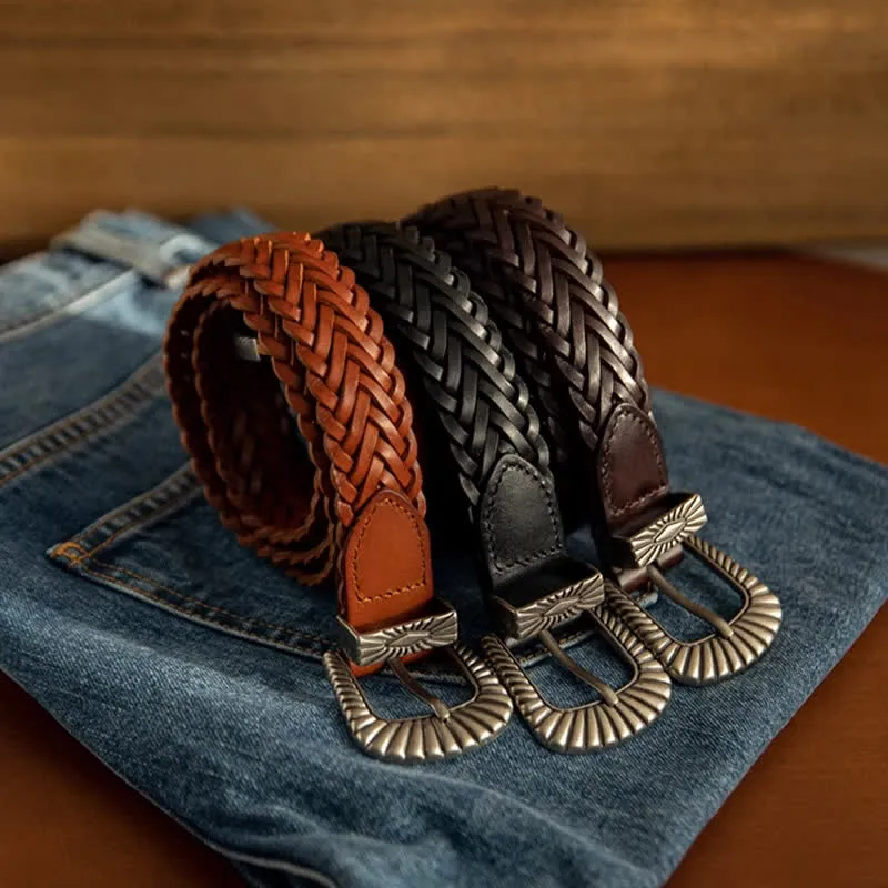 Everyday Casual Woven Cowhide Braided Leather Belt sold by FloralTrip product image thumbnail 5