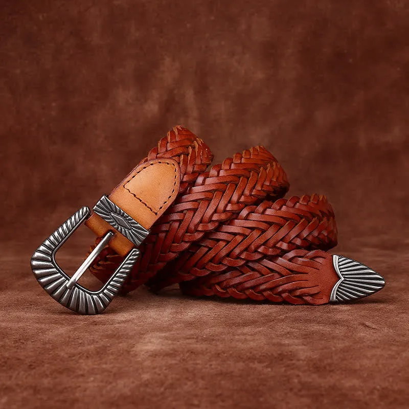 Everyday Casual Woven Cowhide Braided Leather Belt sold by FloralTrip product image thumbnail 3