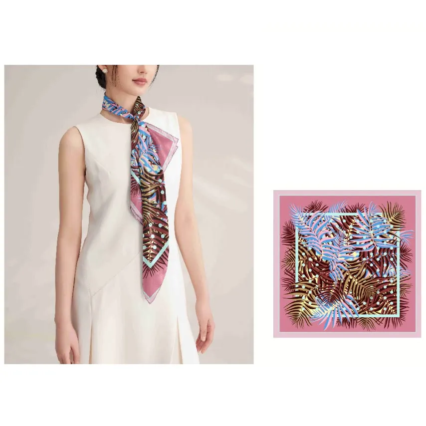 Women's Love Of Four Leaves Spring Silk Thin Scarf sold by FloralTrip product image thumbnail 2
