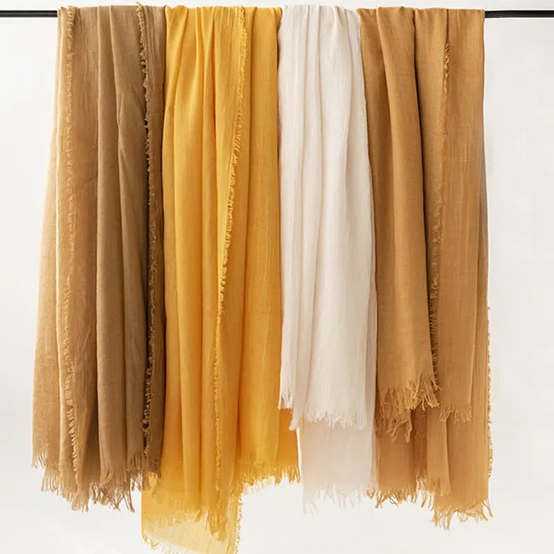 Solid Color Short Tassels Soft Thin Summer Scarf sold by FloralTrip product image thumbnail 3