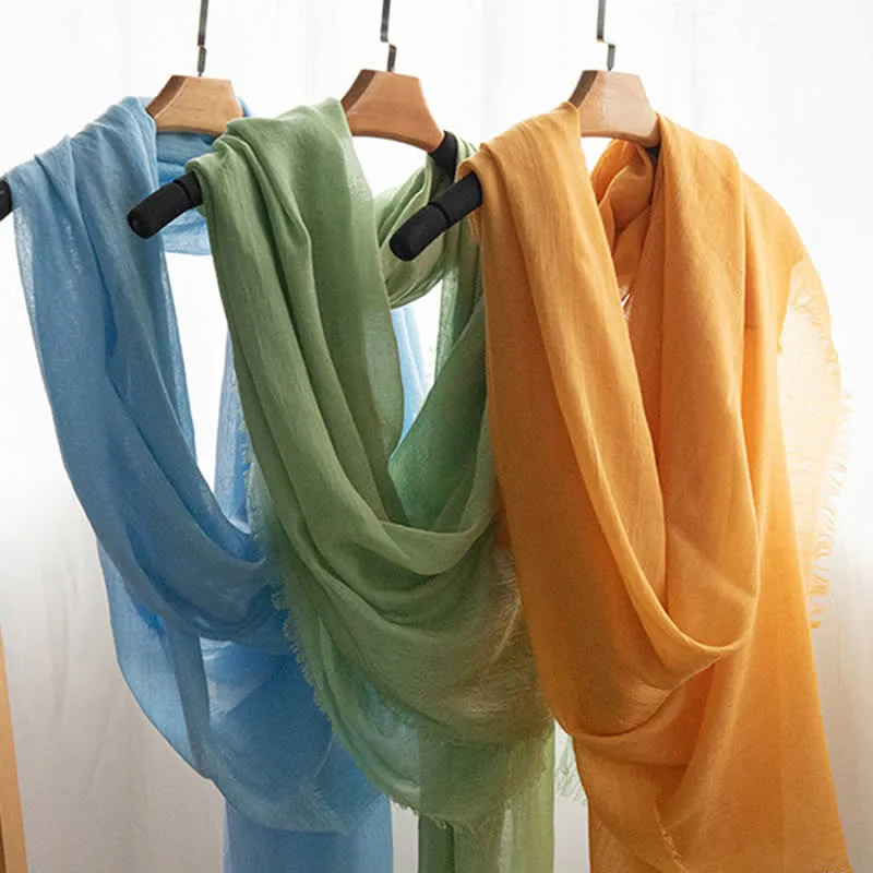 Solid Color Short Tassels Soft Thin Summer Scarf sold by FloralTrip product image thumbnail 2