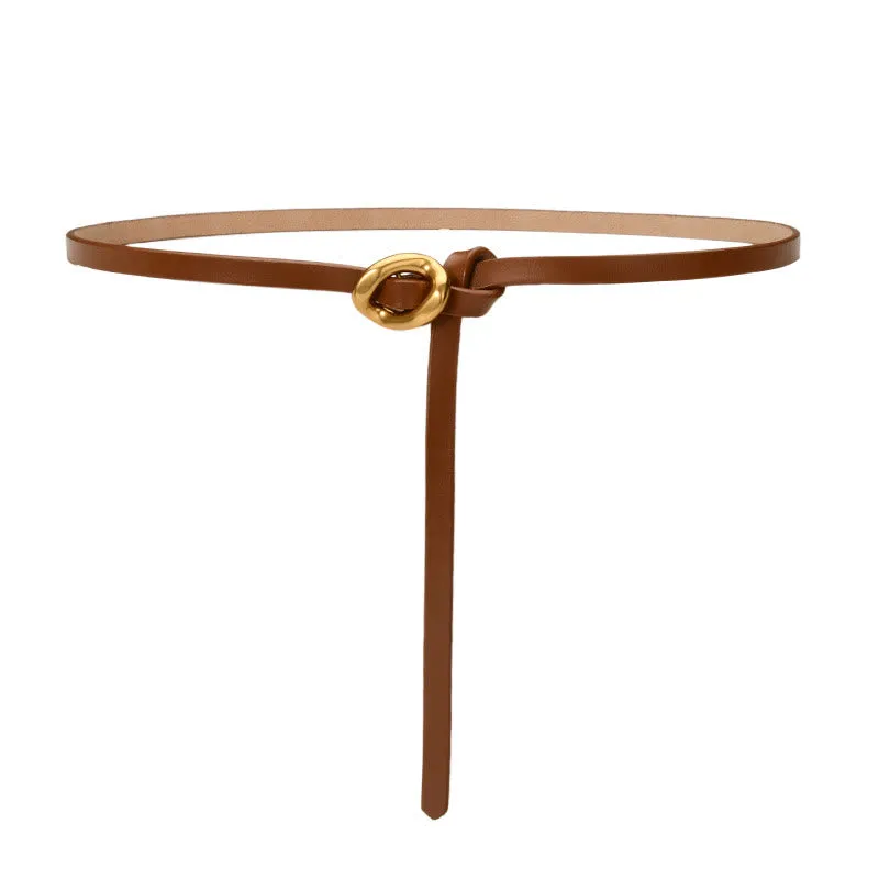 Thin Dress Knot Belt Women's Genuine Leather Belt sold by FloralTrip