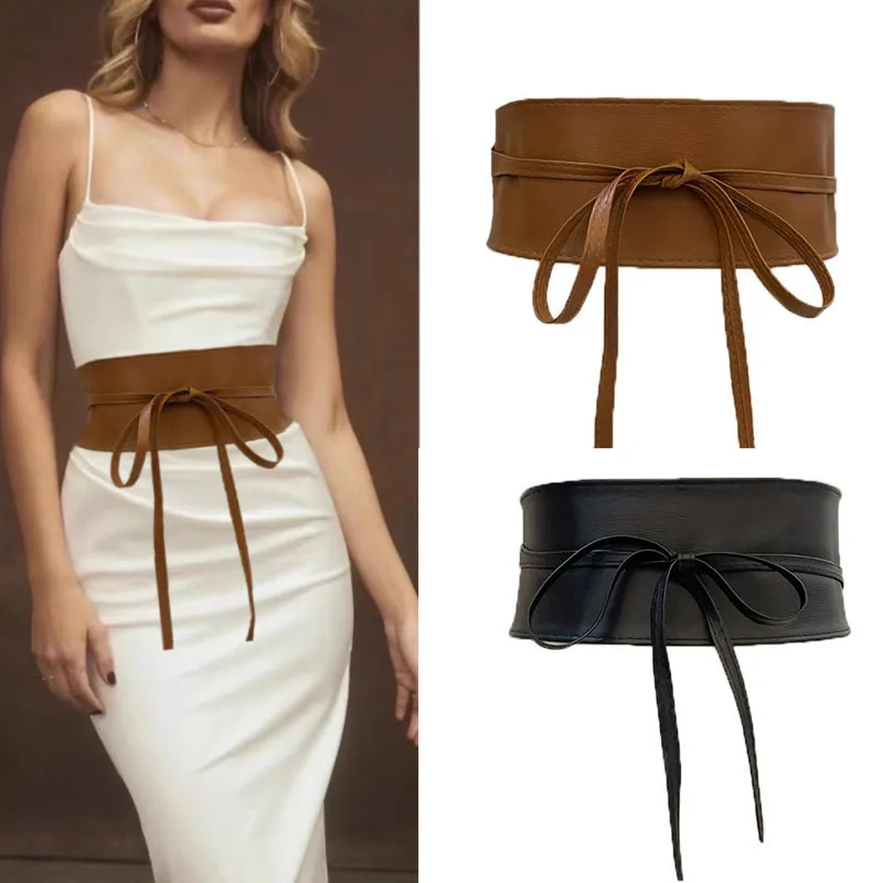 Wide Waist Belt For Women Lashing Leather Corset Belt sold by FloralTrip
