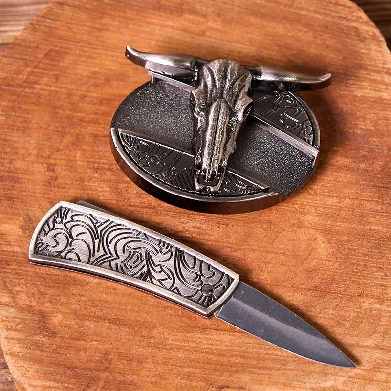 Western Cow DIY Hidden Knife Belt Buckle With Bull Ring Bundle Set sold by FloralTrip product image thumbnail 4