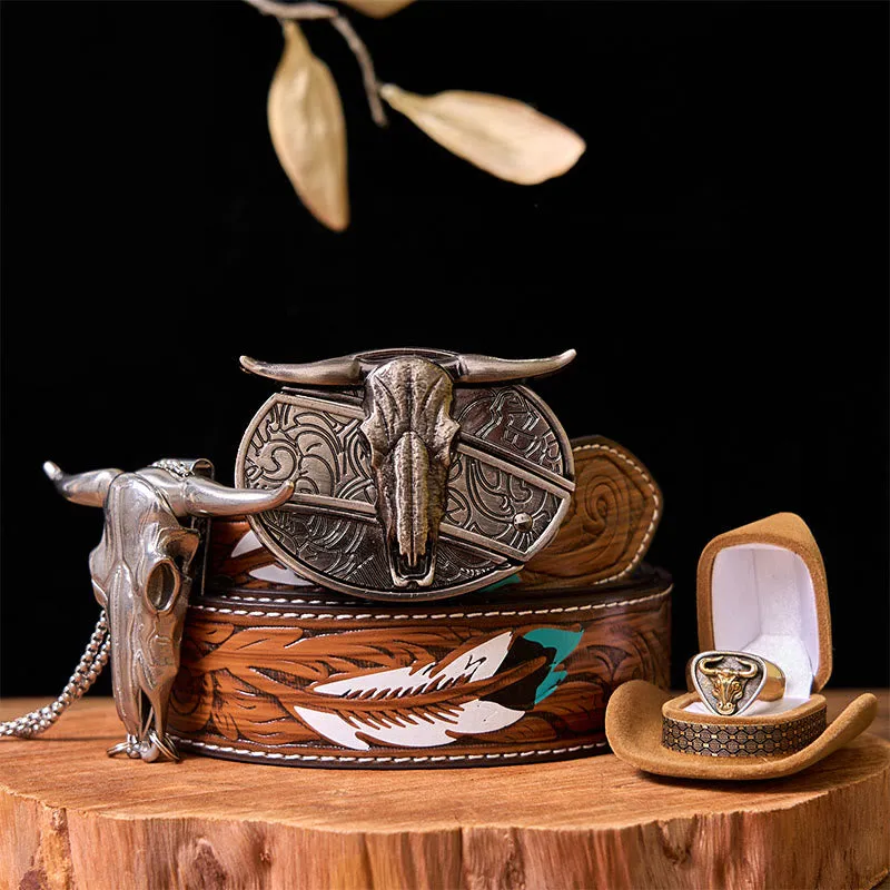 Western Cow DIY Hidden Knife Belt Buckle With Bull Ring Bundle Set sold by FloralTrip