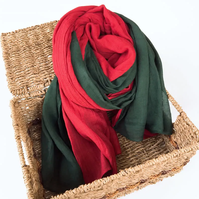 Stylish Two Color Matching Cotton Linen Thin Scarf sold by FloralTrip product image thumbnail 5
