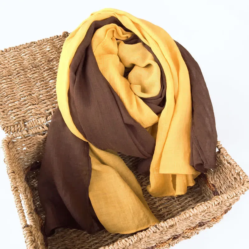 Stylish Two Color Matching Cotton Linen Thin Scarf sold by FloralTrip product image thumbnail 4