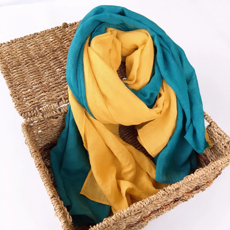 Stylish Two Color Matching Cotton Linen Thin Scarf sold by FloralTrip