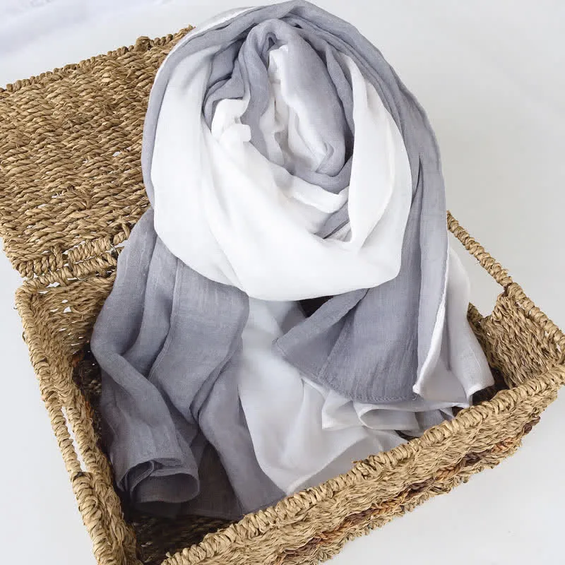 Stylish Two Color Matching Cotton Linen Thin Scarf sold by FloralTrip product image thumbnail 2