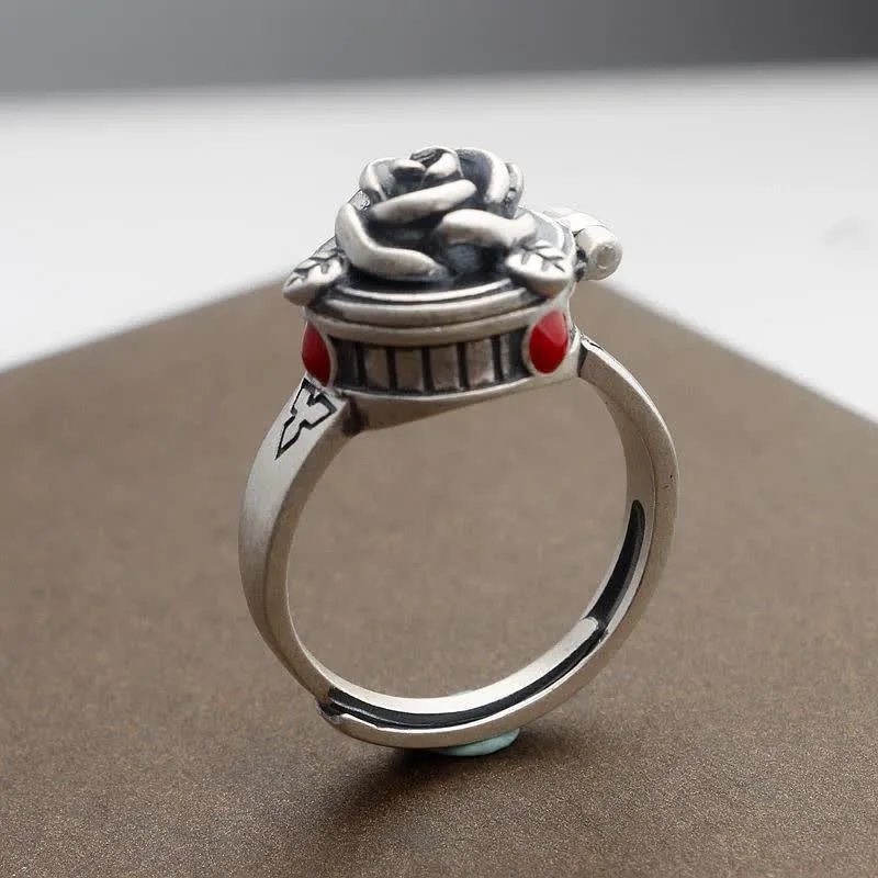 Rose Flower Adjustable Ring with Hidden Compartment sold by FloralTrip product image thumbnail 2