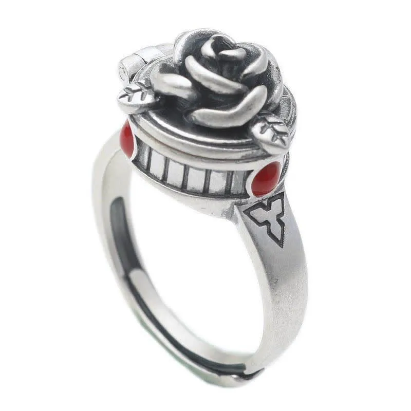 Rose Flower Adjustable Ring with Hidden Compartment sold by FloralTrip product image thumbnail 5