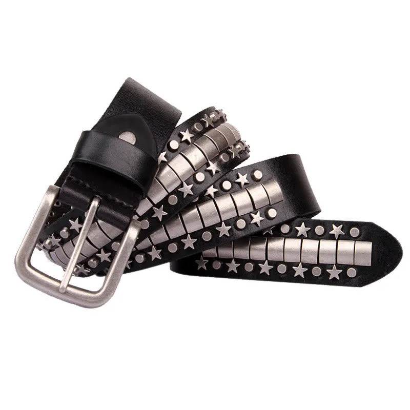 Punk Rivet Genuine Leather Belt Rock N Roll Waistband sold by FloralTrip