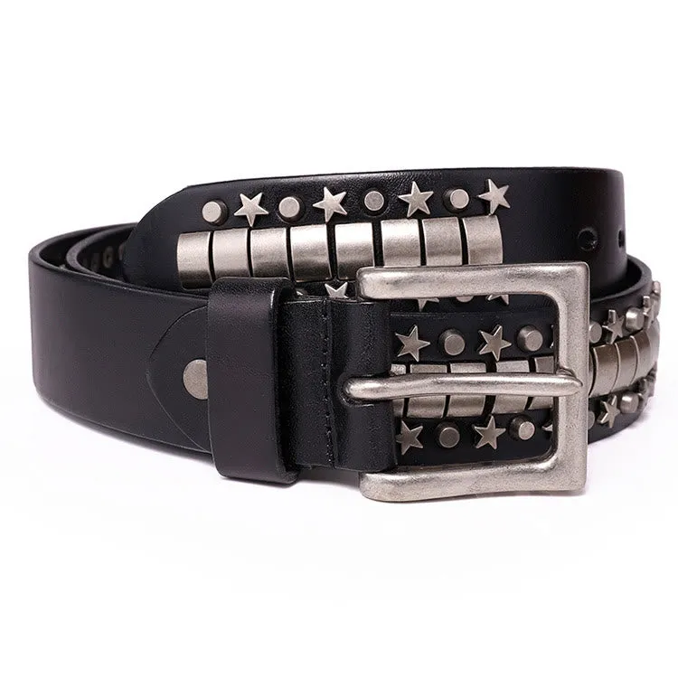 Punk Rivet Genuine Leather Belt Rock N Roll Waistband sold by FloralTrip product image thumbnail 4