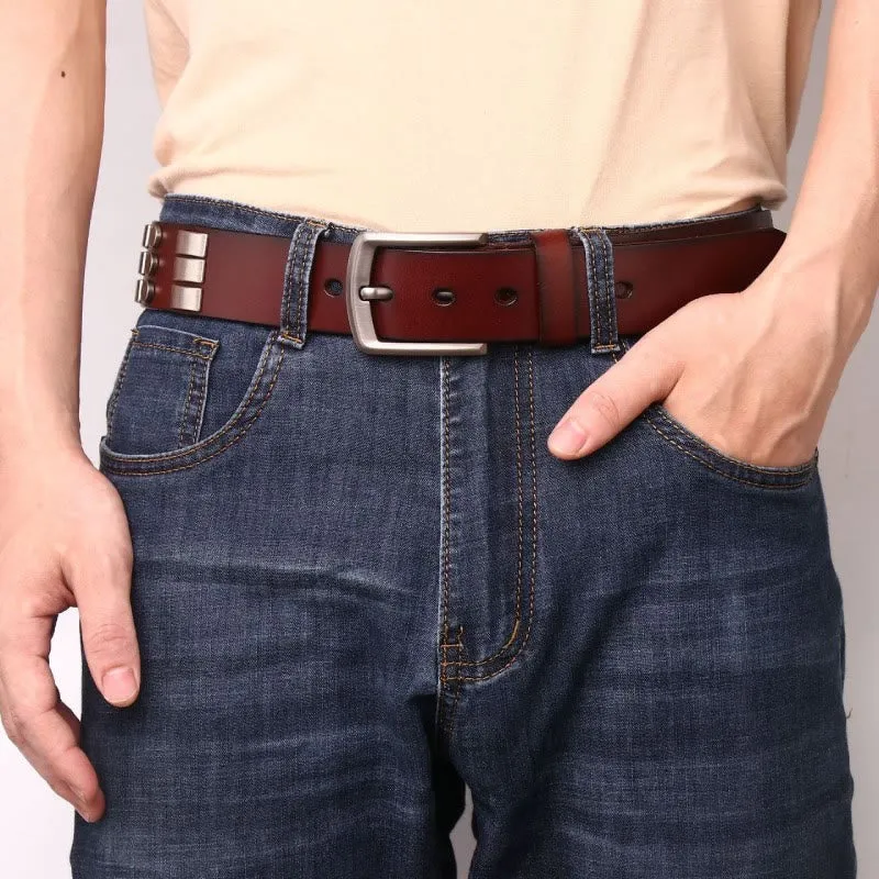 Genuine Leather Waistband For Men Punk Rivet Belt sold by FloralTrip product image thumbnail 2