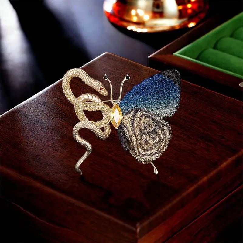 Snake And Butterfly Brooch Metal Shirt Accessories sold by FloralTrip