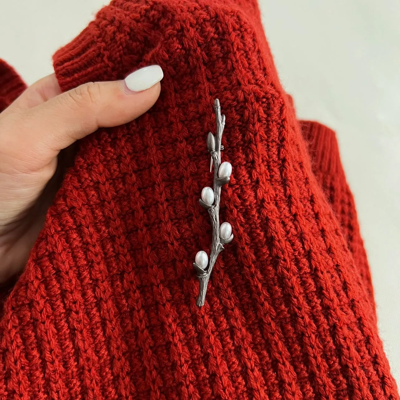 Vintage Branch Brooch Wood Pearl Alloy Pin sold by FloralTrip product image thumbnail 3