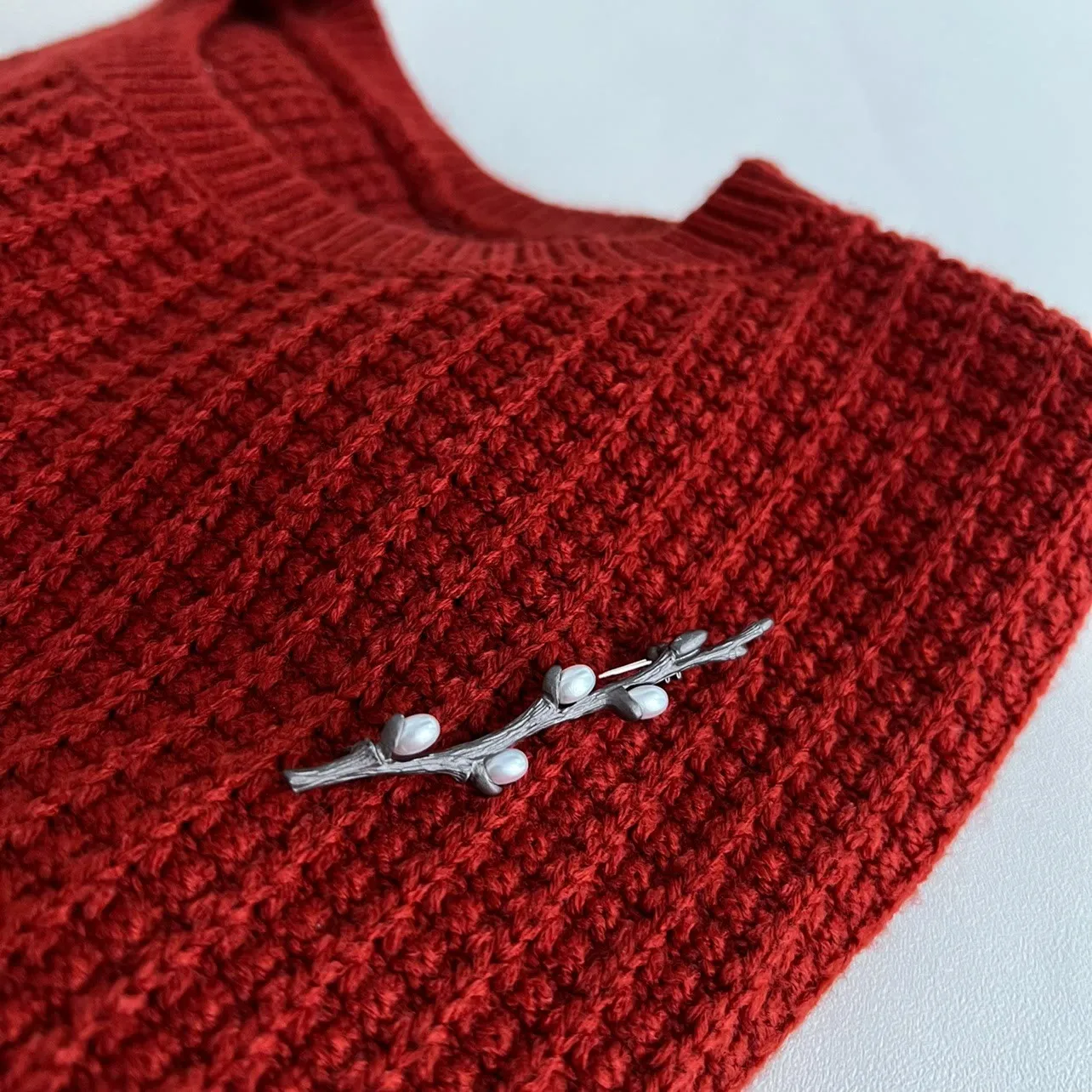 Vintage Branch Brooch Wood Pearl Alloy Pin sold by FloralTrip product image thumbnail 4